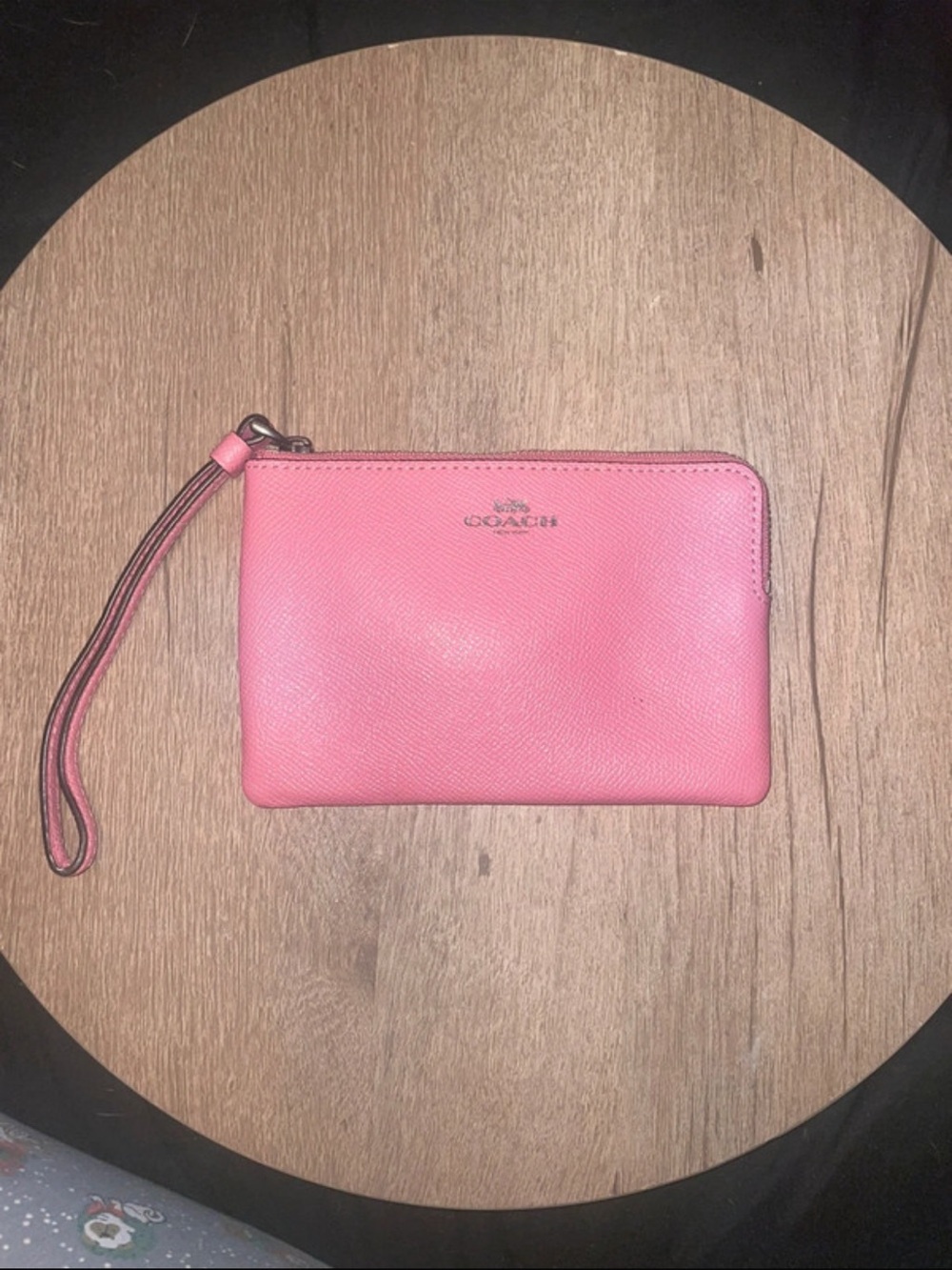 Coach Pink Leather Wristlet with Strap
